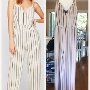 Express V-wire striped jumpsuit - size small